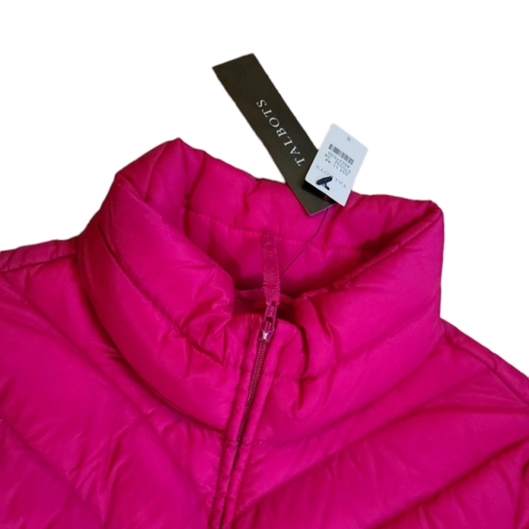 NWT Talbots Women's High Neck Hot Pink Lightweight Quilted Puffer Jacket, Size S - Picture 3 of 14